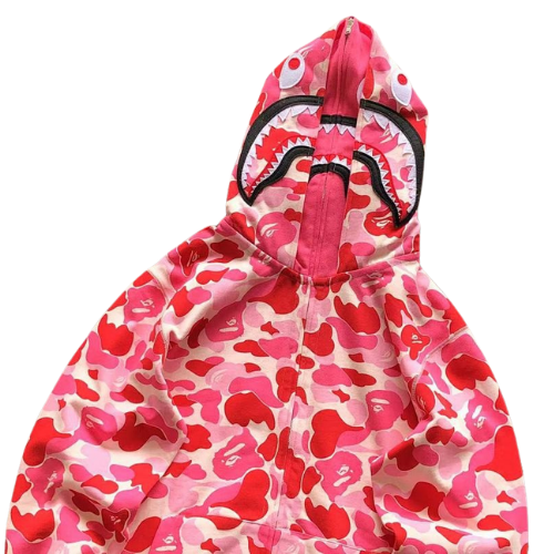 BAPE Color Camo Shark Full-Zip Hoodie — Pink — #003
