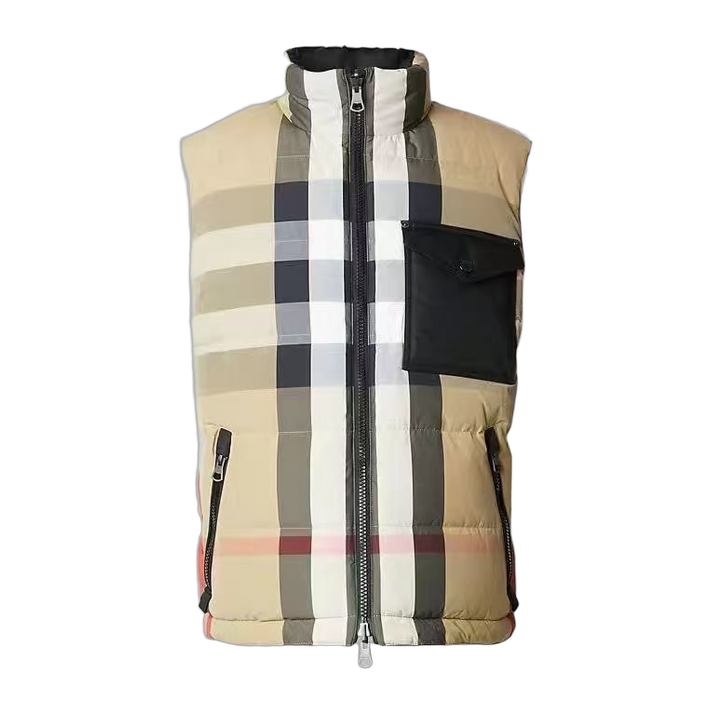 Burberry Reversible Check-Panel Funnel-Neck Puffer Jacket — #034