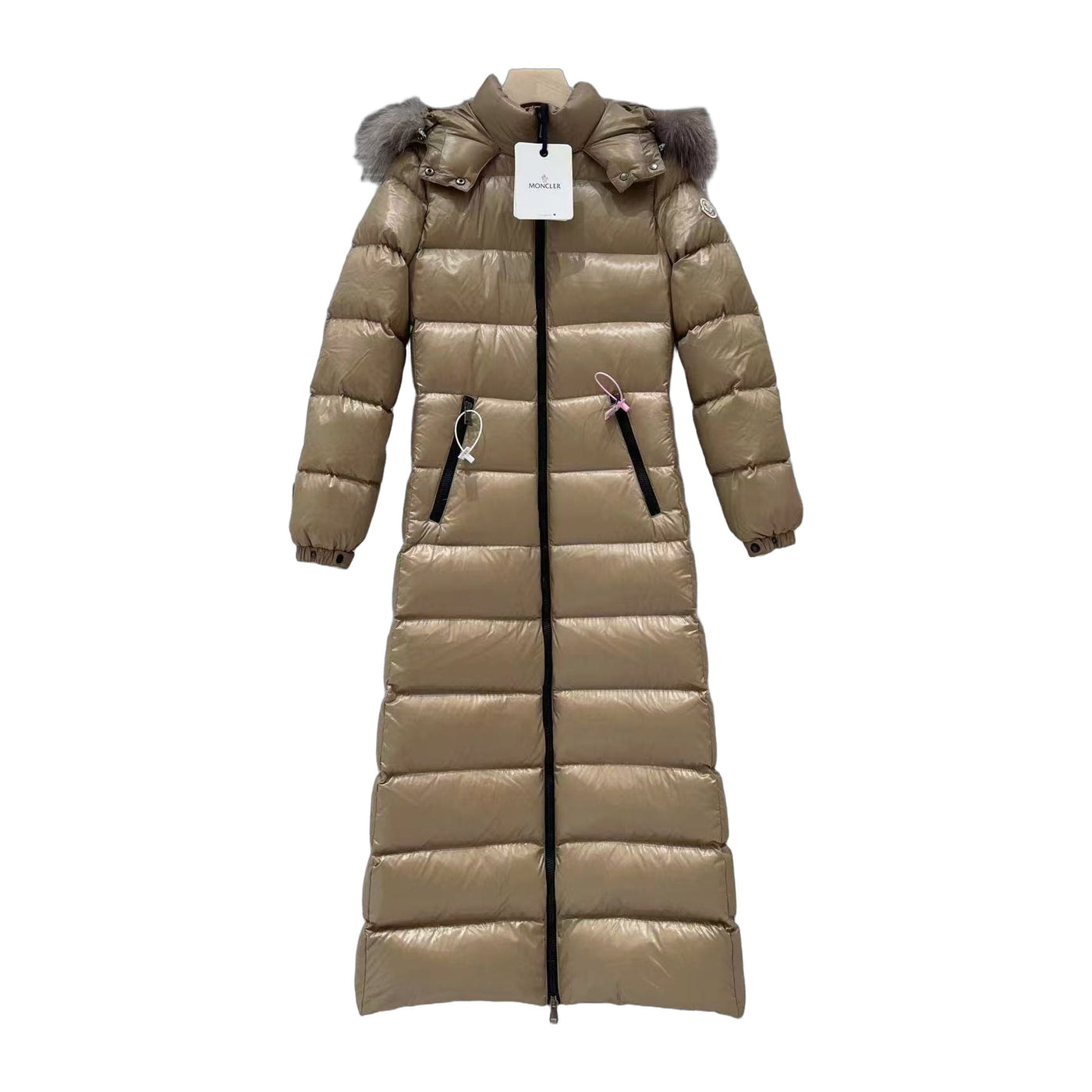 Moncler Hudson Long Down Jacket — Khaki — #190