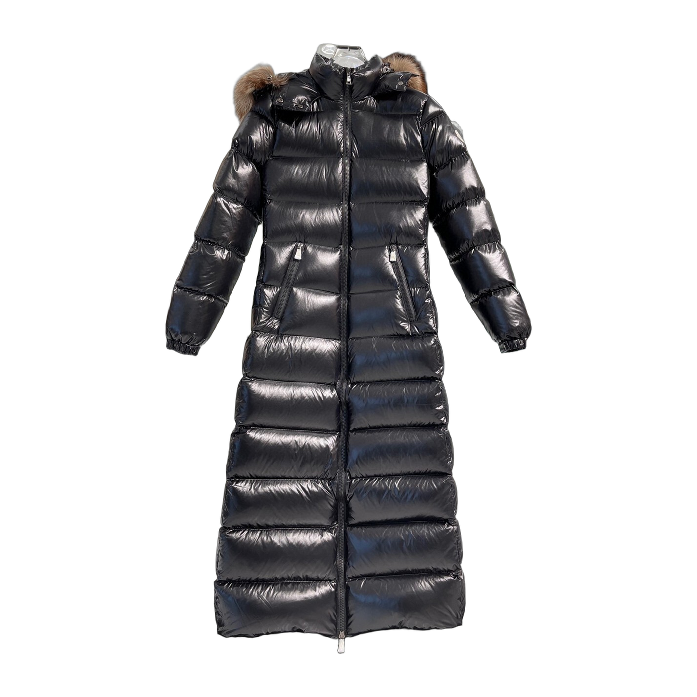Moncler Glossy Oversized-Fur-Trim Down Jacket — #209
