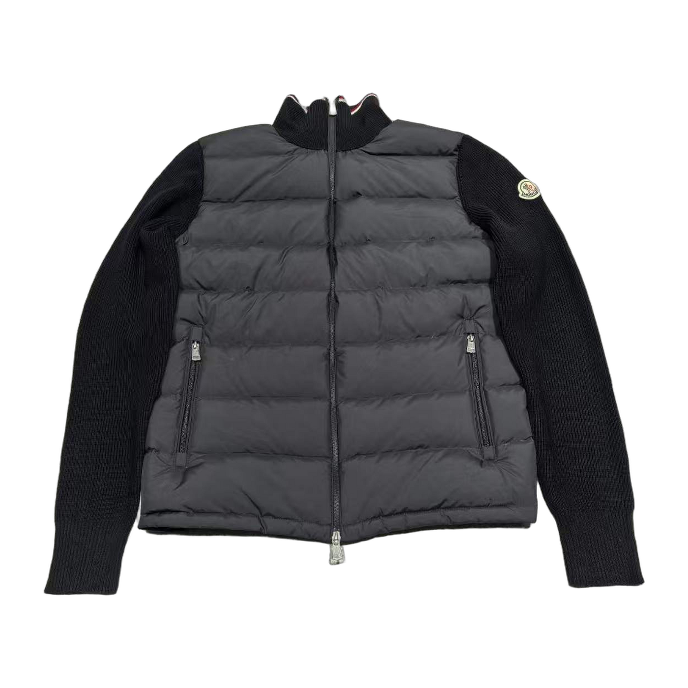 Moncler Padded Wool Zip-Up Cardigan — Black — #225