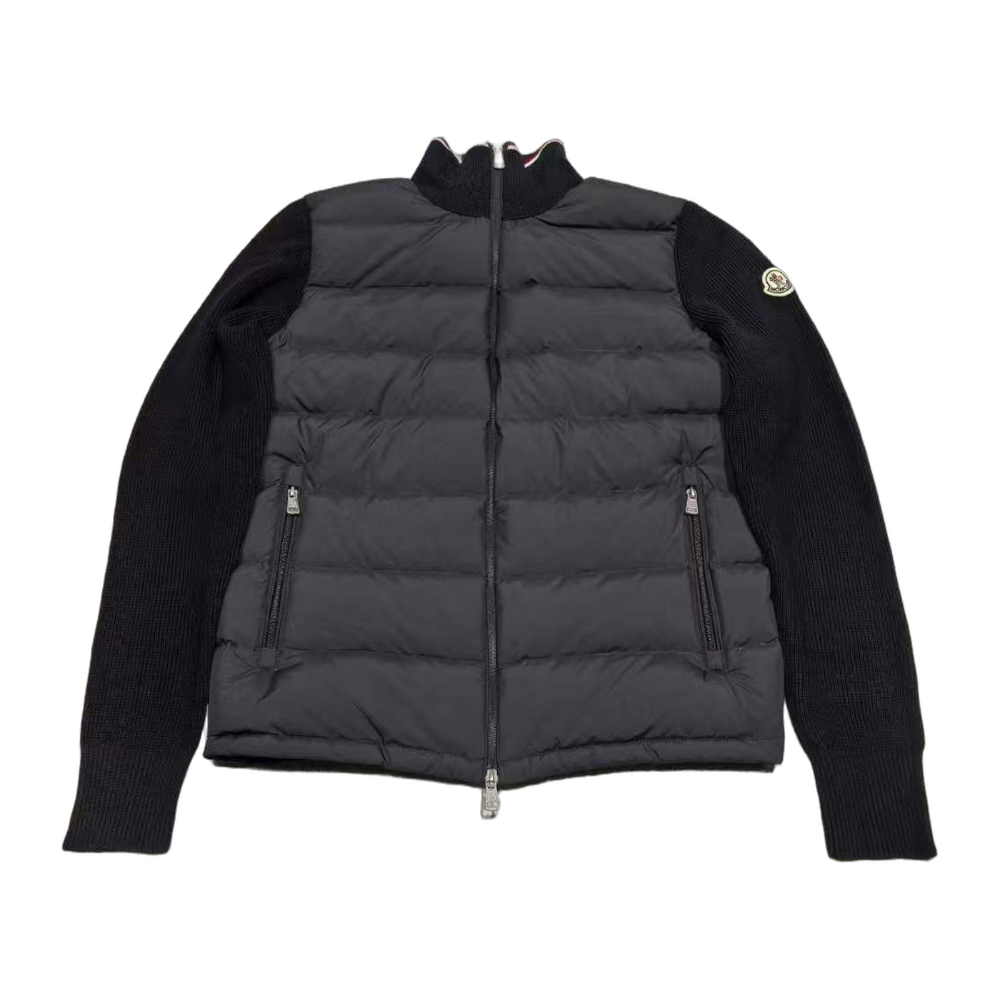 Moncler Padded Wool Zip-Up Cardigan — Black — #225