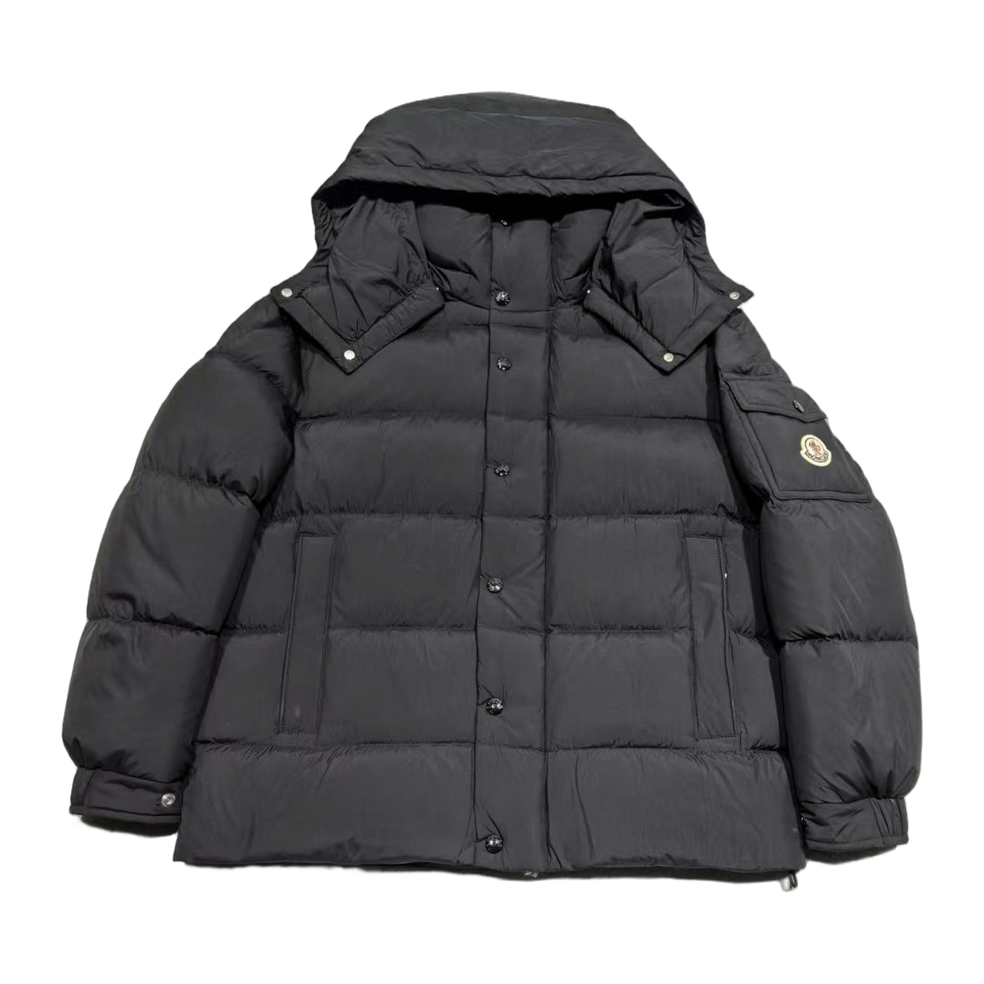 Moncler Matte Maya-Style Long Down Jacket — Black — #188