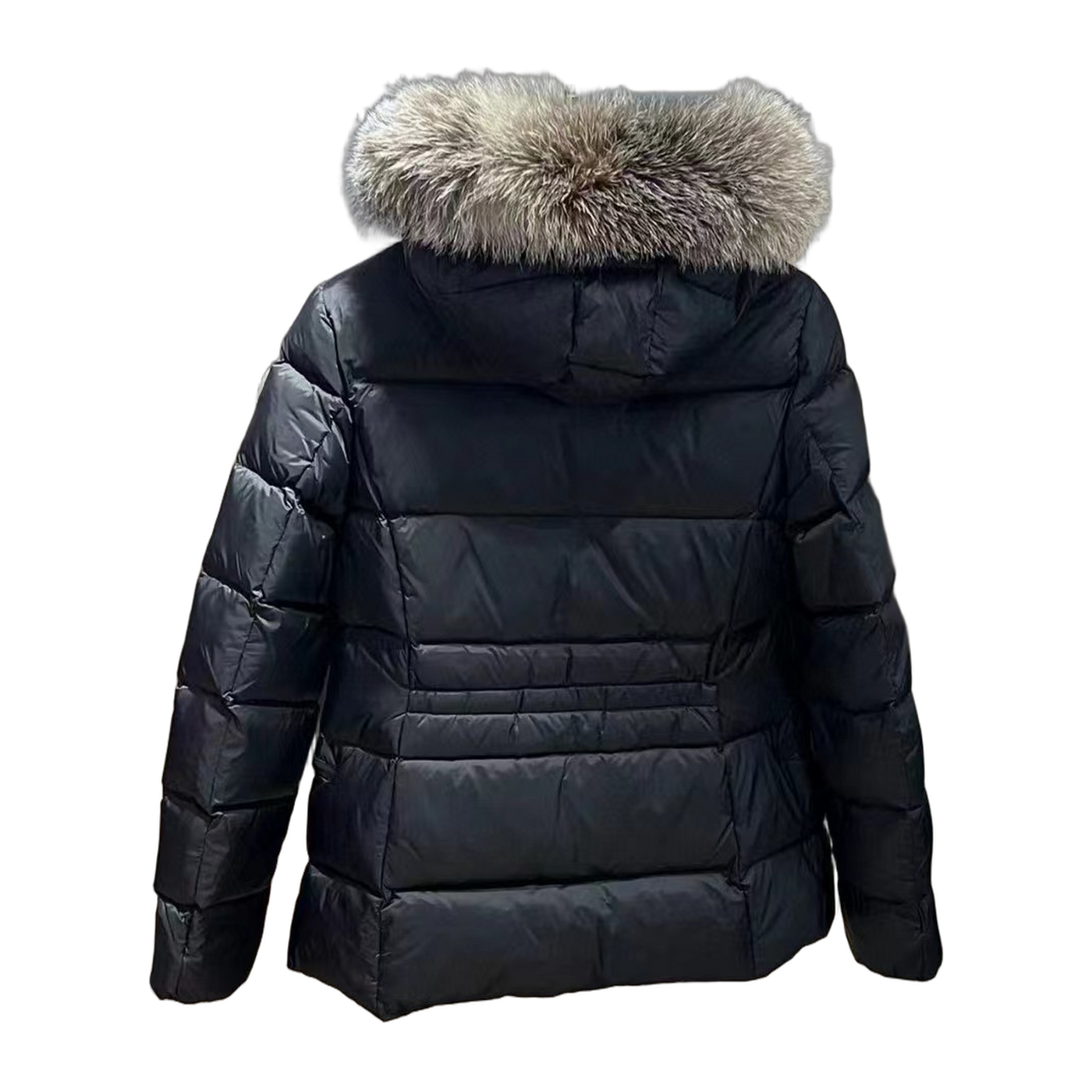Moncler Hooded Belted Fur-Trim Down Jacket — Black — #250