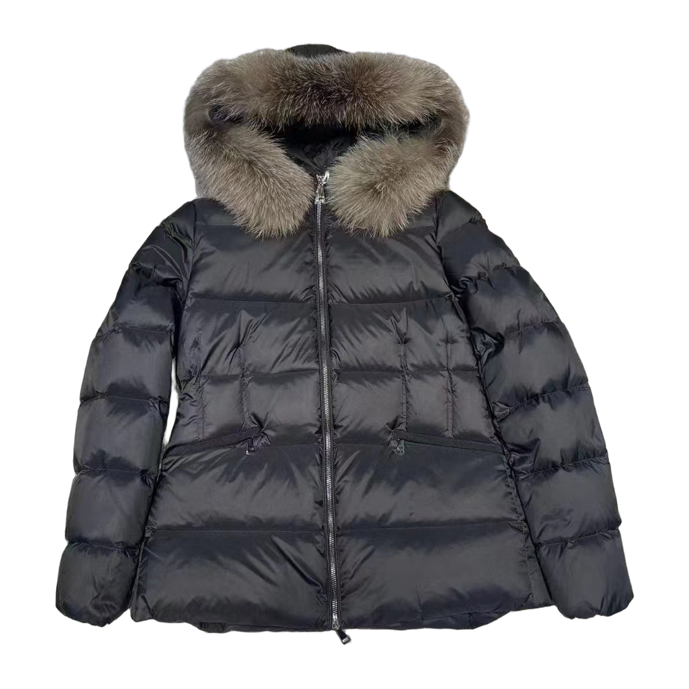 Moncler Boed Hooded Shearling-Trimmed Short Down Jacket — Black — #252