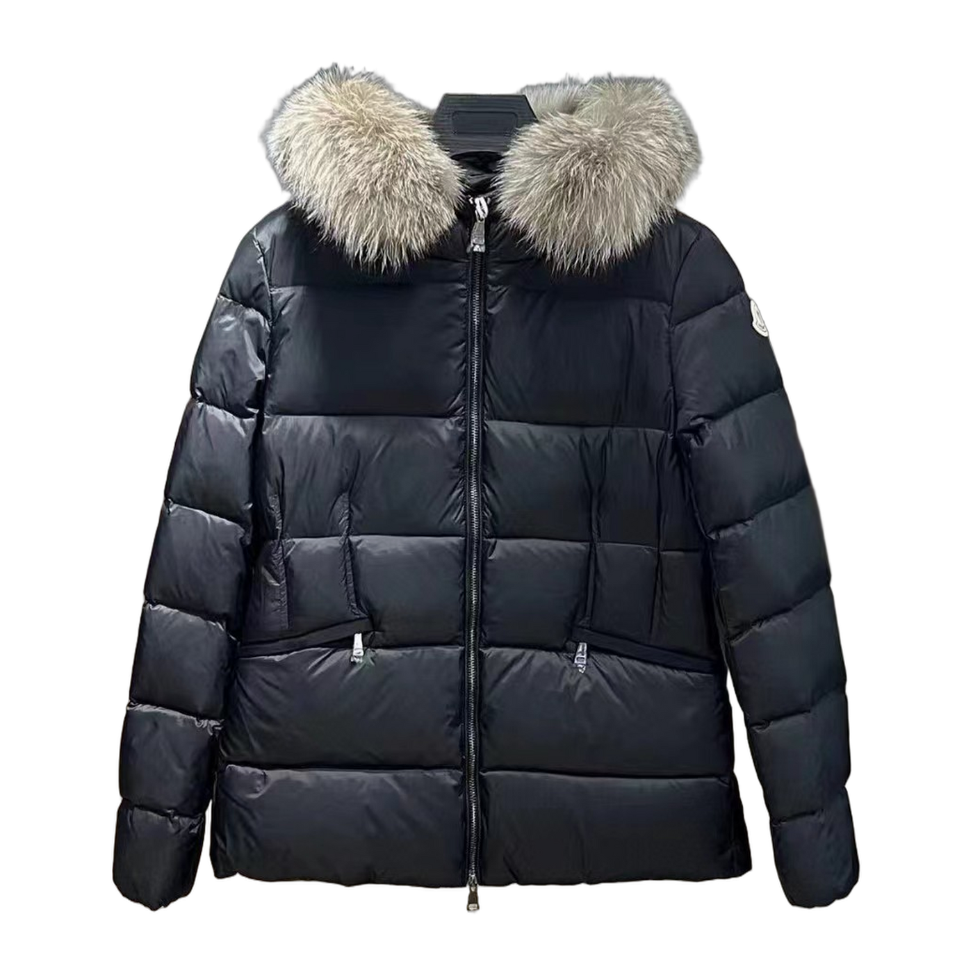 Moncler Boed Hooded Shearling-Trimmed Short Down Jacket — Black — #252