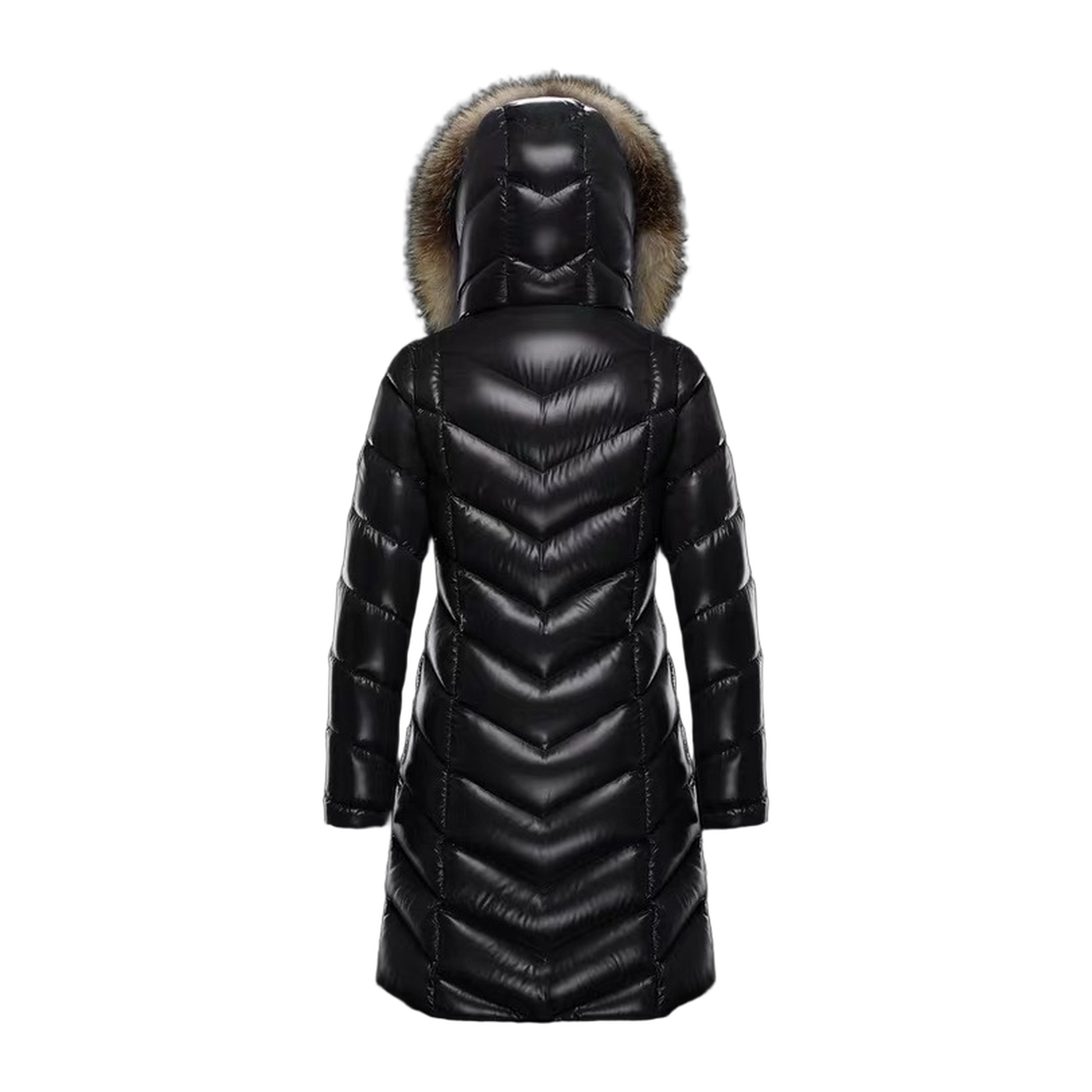 Moncler V-Quilt Oversized-Fur-Trim Long Down Coat — #171