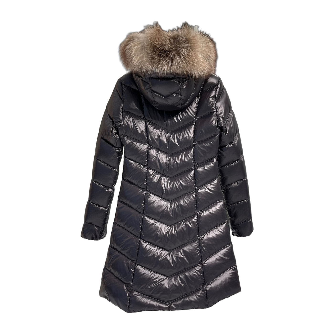 Moncler V-Quilt Oversized-Fur-Trim Long Down Coat — #171