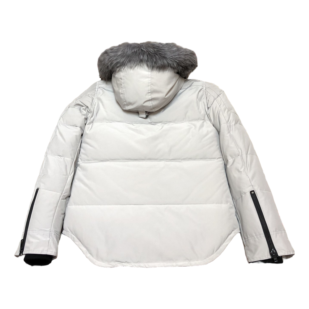 Moose Knuckles Fur-Trim Curved-Hem Puffer Jacket — #322