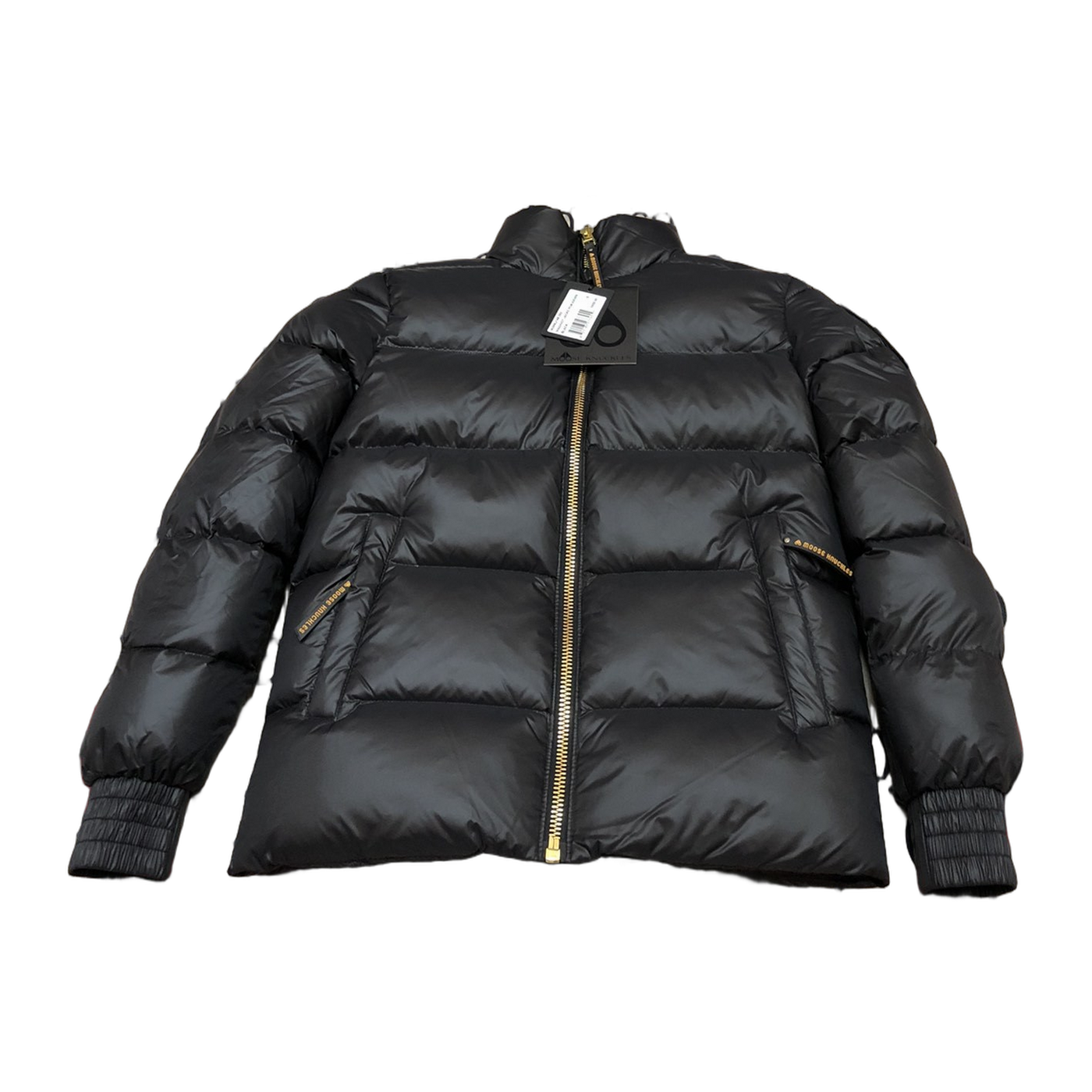 Moose Knuckles Quilted Logo-Zip Puffer Bomber — Off White — #314
