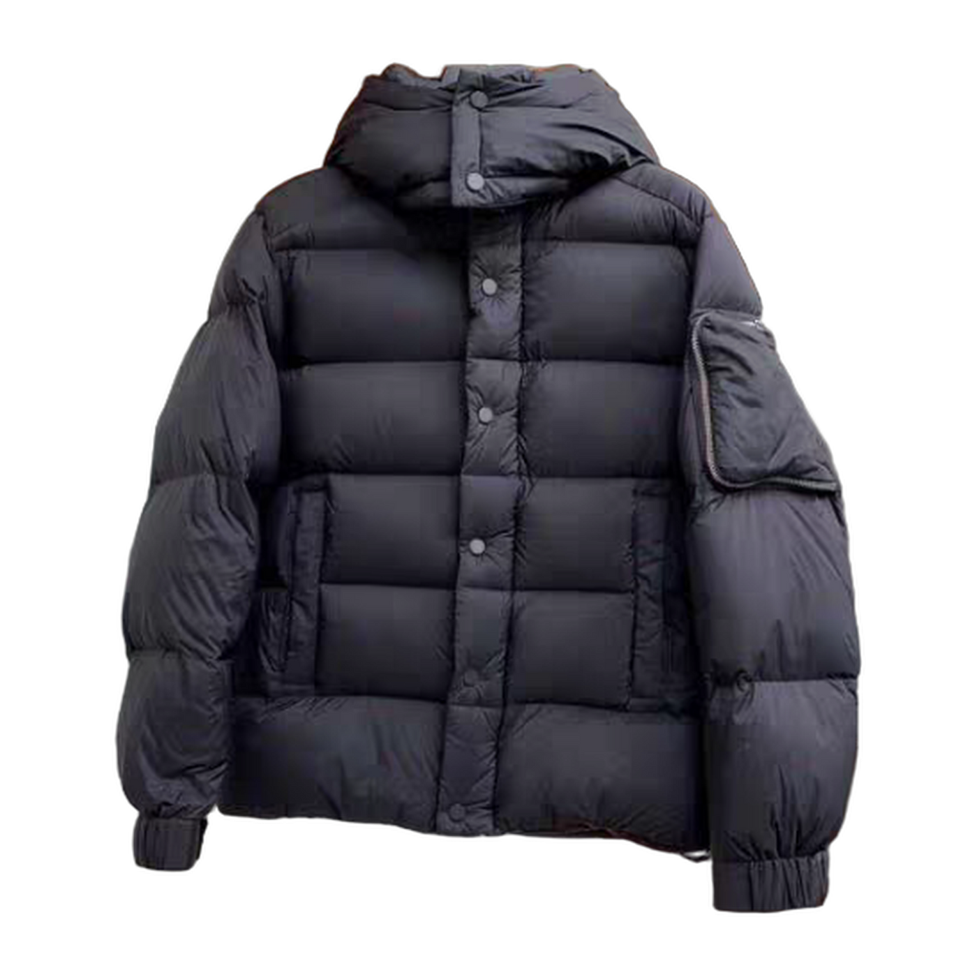 Prada Re-Nylon Hooded Puffer Jacket with Sleeve Pouch — #362