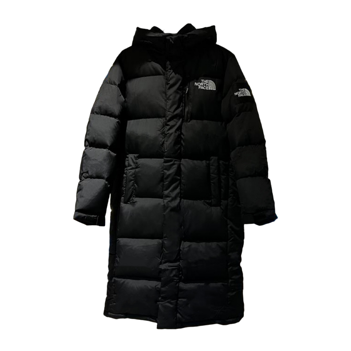 The North Face Colour-Block Checkerboard Long Down Coat — Black — #369