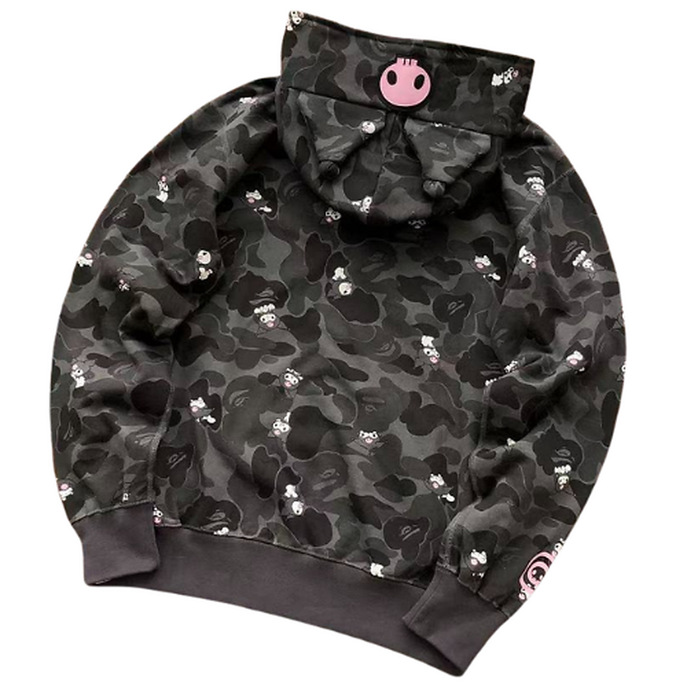 BAPE x Kuromi Camo Full-Zip Hoodie — Black — #001