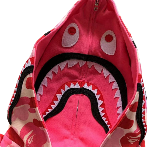 BAPE Color Camo Shark Full-Zip Hoodie — Pink — #003