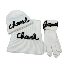 Chanel Raised Script Hat Scarf and Gloves Set — #415
