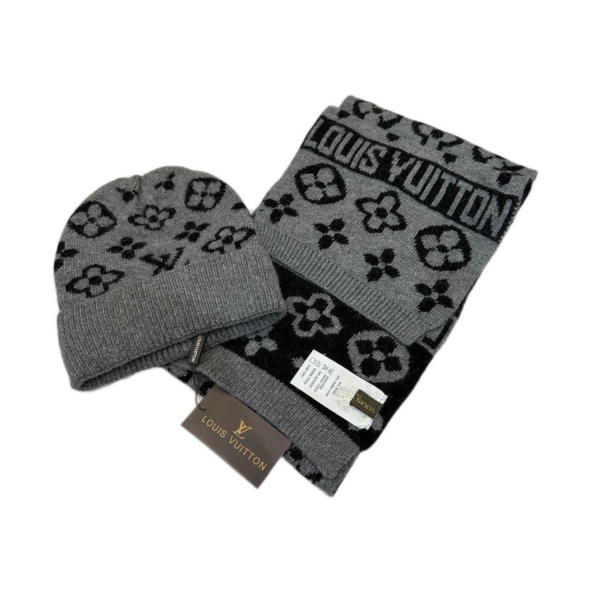 Louis Vuitton Monogram Hat and Scarf Set — #430