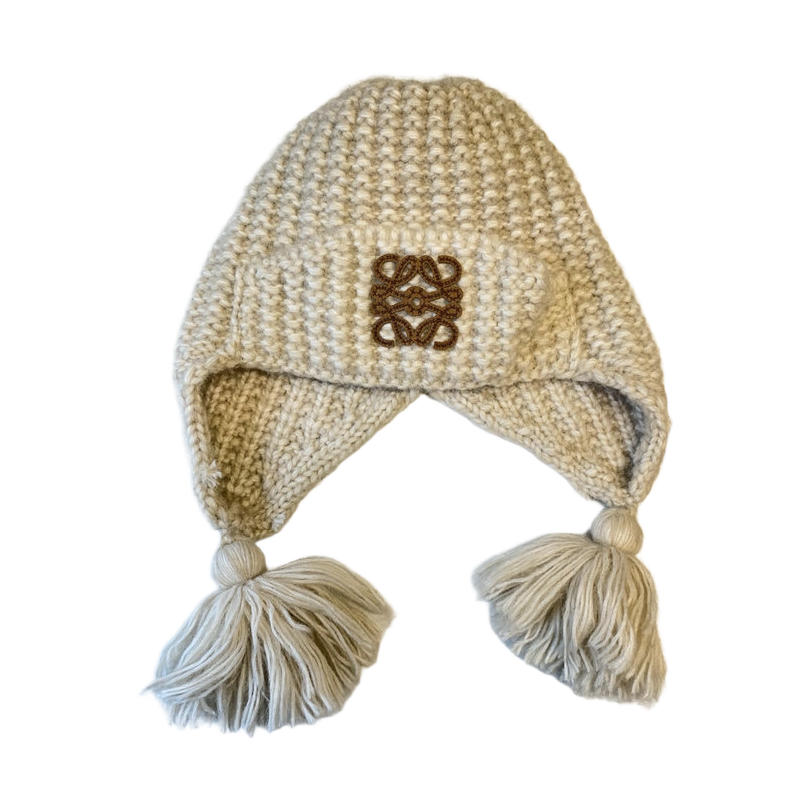 Loewe Anagram Tassel Earflap Hat — #424