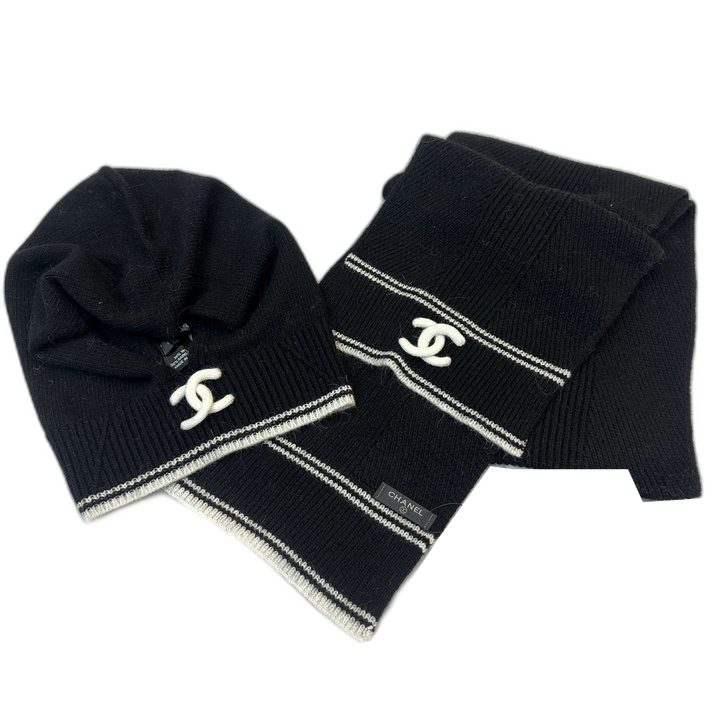Chanel CC Stripe Hood and Scarf Set — #413