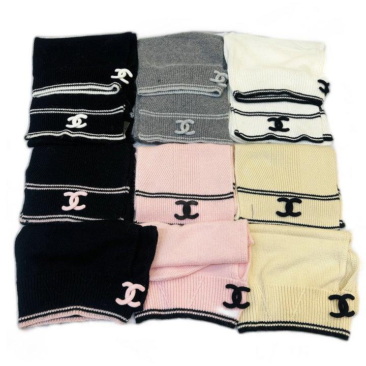 Chanel CC Stripe Hood and Scarf Set — #413