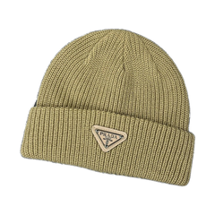 Prada Triangle Logo Ribbed Beanie — #437