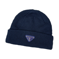 Prada Triangle Logo Ribbed Beanie — #437