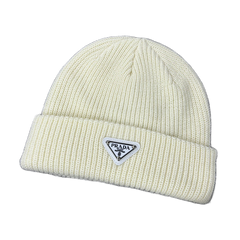 Prada Triangle Logo Ribbed Beanie — #437