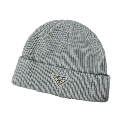 Prada Triangle Logo Ribbed Beanie — #437