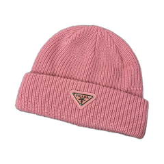 Prada Triangle Logo Ribbed Beanie — #437