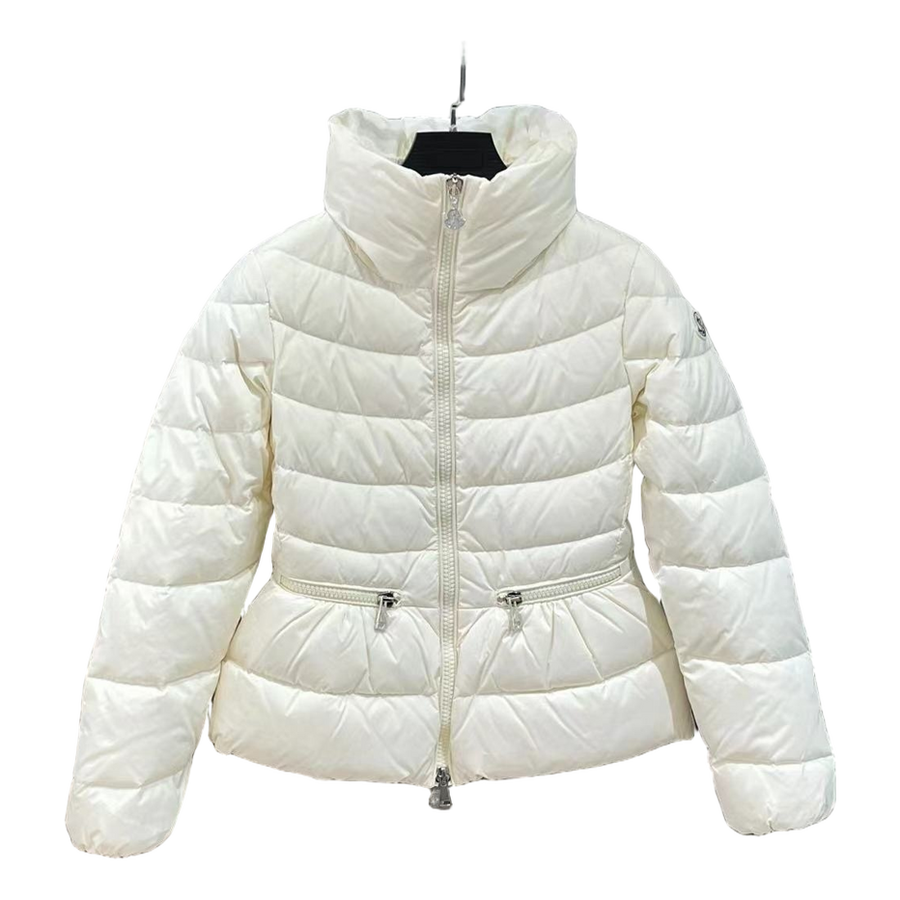 Moncler Fitted High-Collar Puffer Jacket — Ivory — #203