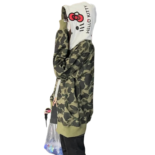 BAPE x Hello Kitty Camo Full-Zip Hoodie — #033