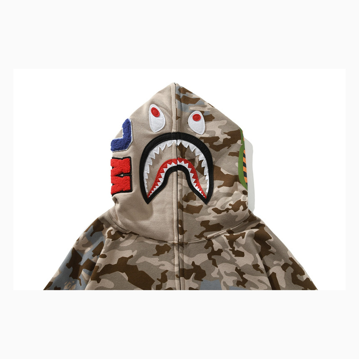 BAPE Desert Camo Shark Full-Zip Hoodie — Beige — #006