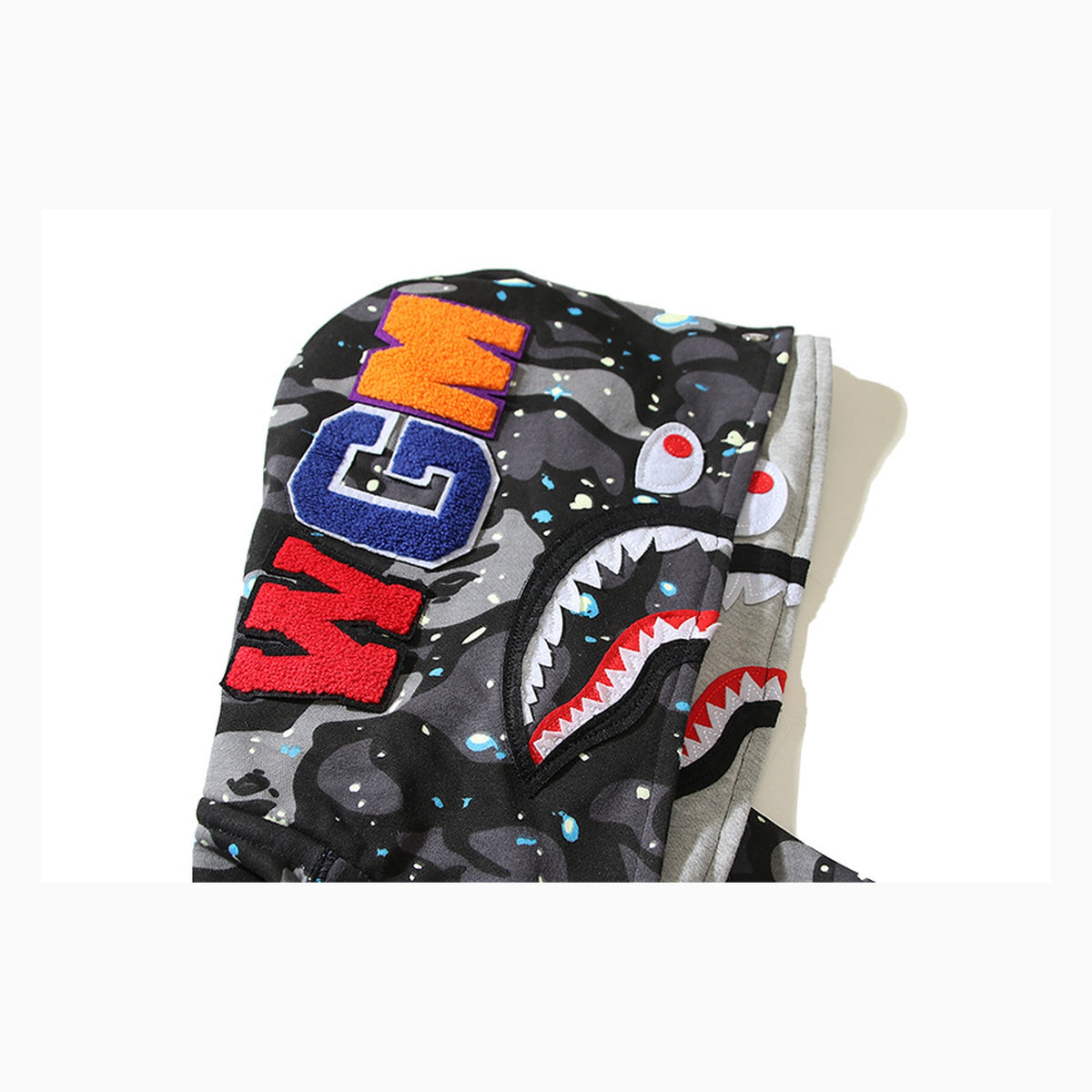 BAPE City Camo Shark Full-Zip Hoodie — Black / White — #013