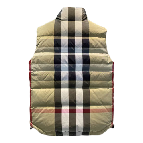 Burberry reversible check puffer vest — check back
