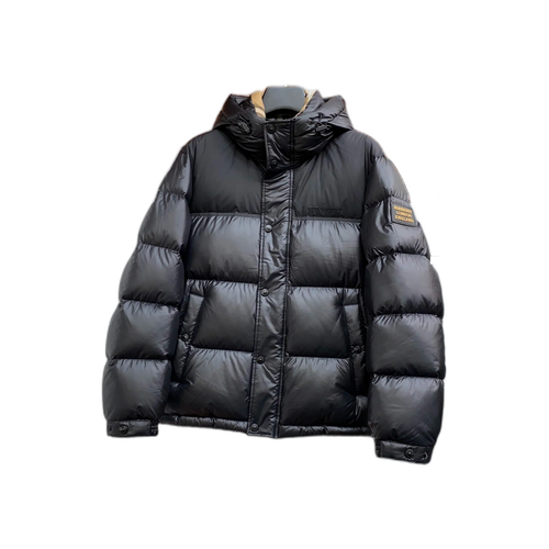 Burberry black hooded puffer jacket — front