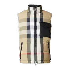 Burberry Reversible Check-Panel Funnel-Neck Puffer Jacket — #034