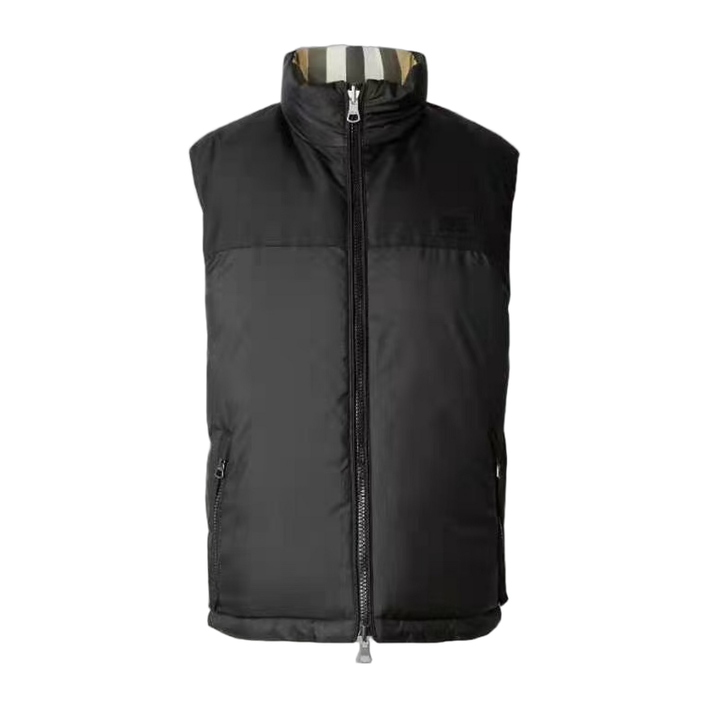 Burberry Reversible Check-Panel Funnel-Neck Puffer Jacket — #034