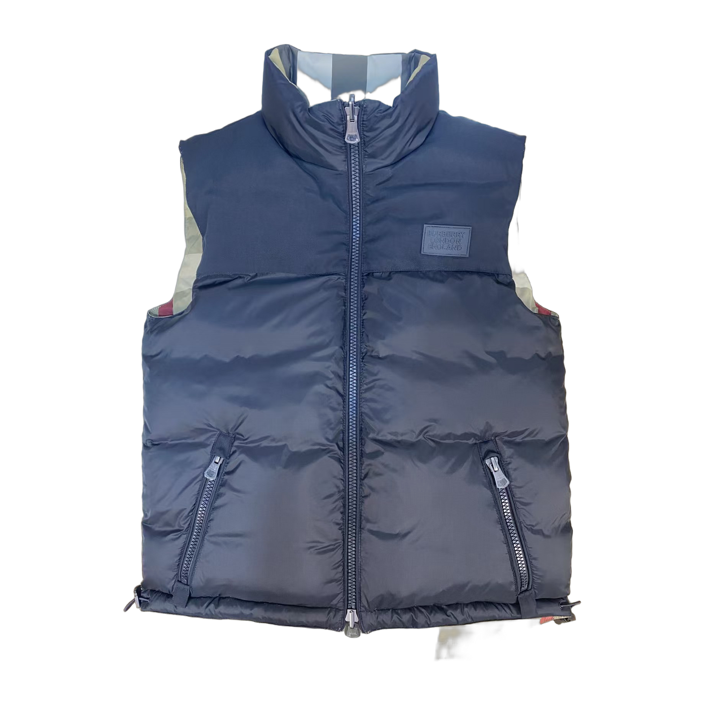 Burberry Reversible Check-Panel Funnel-Neck Puffer Jacket — #034