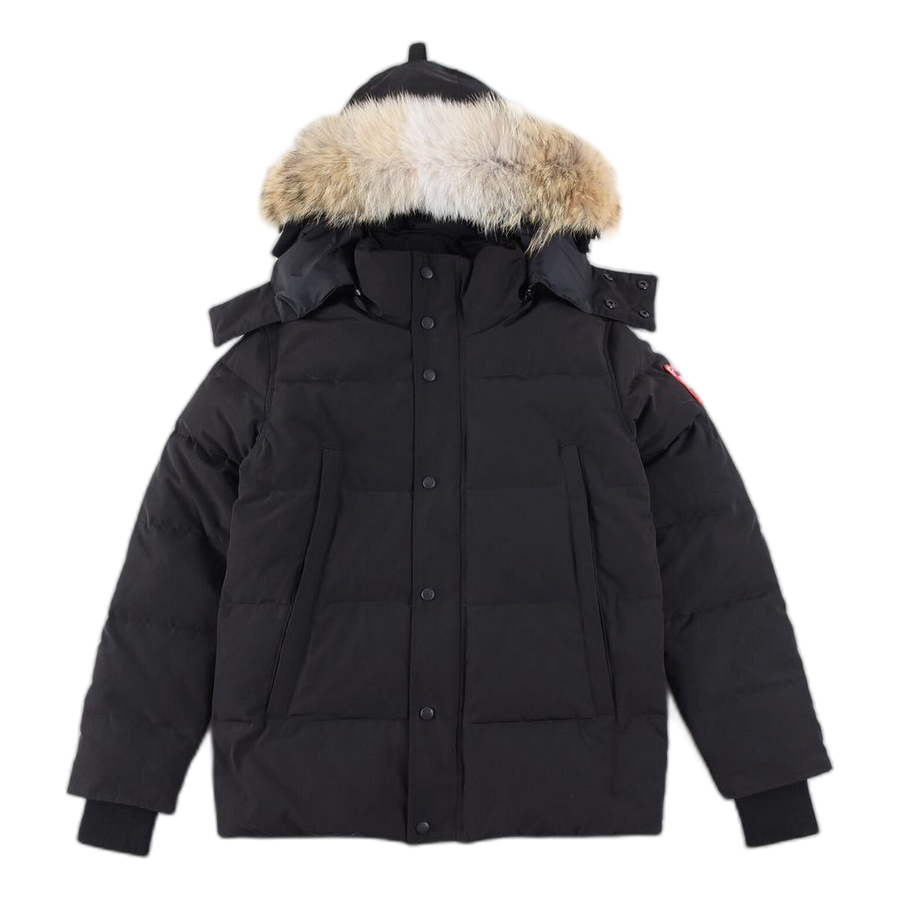 Canada Goose Fur-Trim Hooded Puffer Jacket — Black — #045