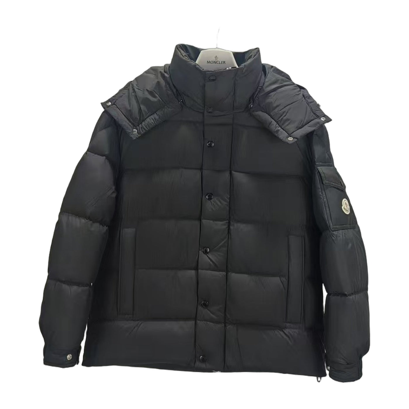 Moncler Matte Maya-Style Long Down Jacket — Black — #188