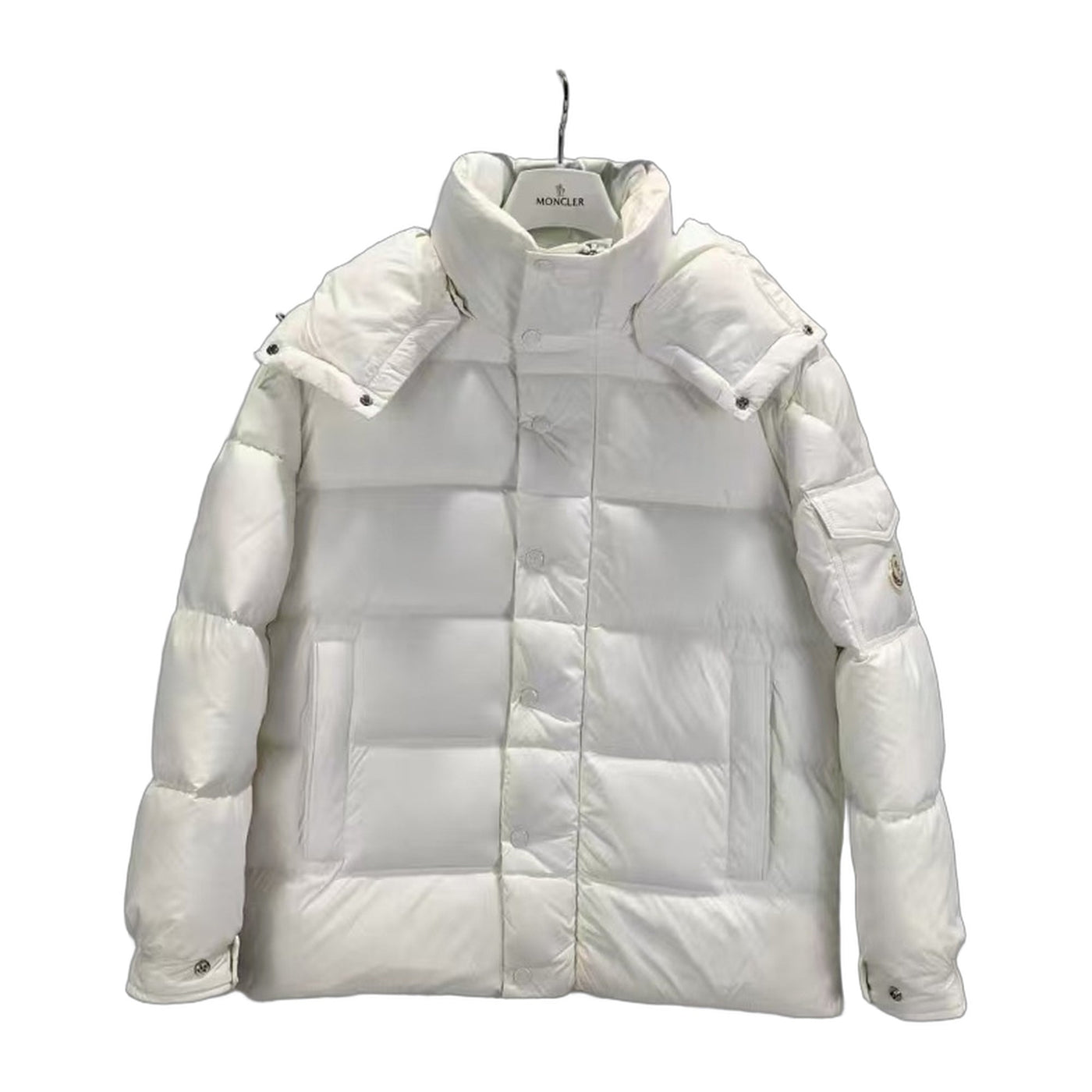 Moncler Matte Maya-Style Long Down Jacket — White — #194