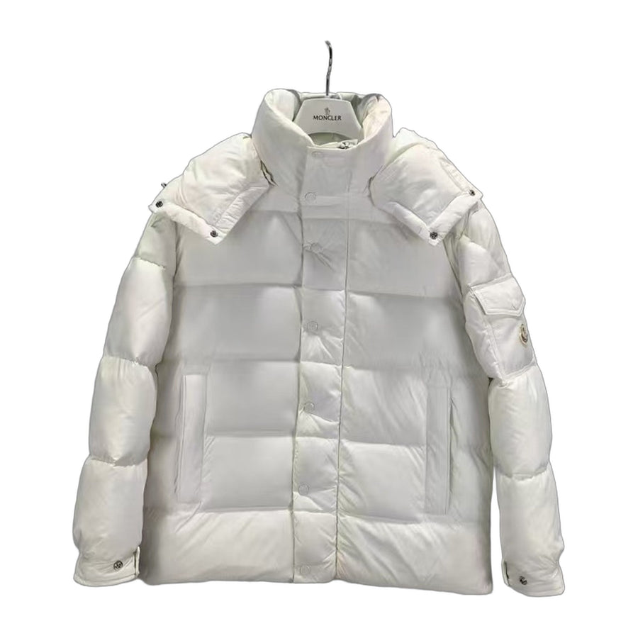 Moncler Matte Maya-Style Long Down Jacket — White — #194