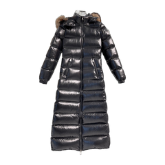 Moncler Glossy Oversized-Fur-Trim Down Jacket — #209