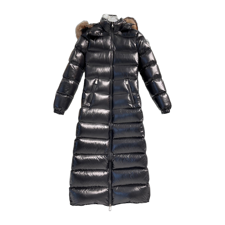 Moncler Glossy Oversized-Fur-Trim Down Jacket — #209