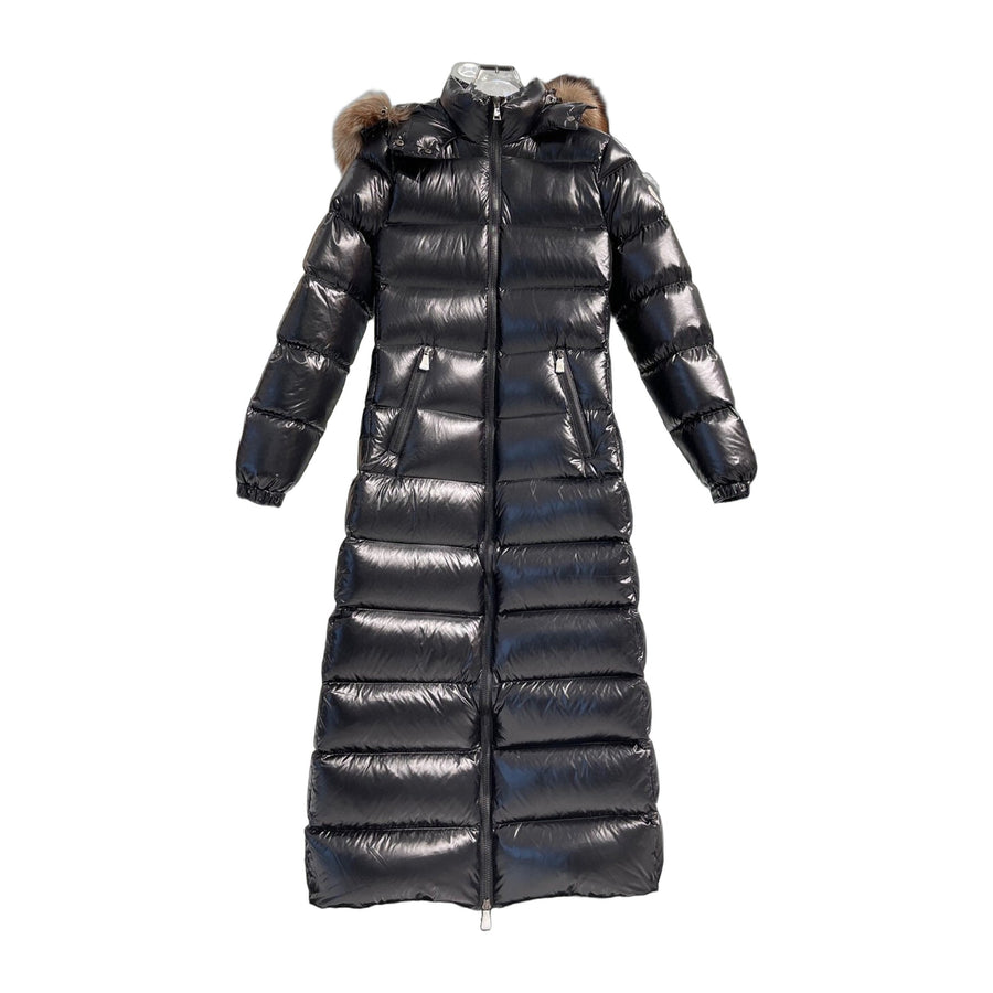 Moncler Glossy Oversized-Fur-Trim Down Jacket — #209