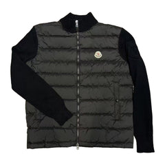 Moncler Quilted Knit-Panel Down Jacket — Black — #256