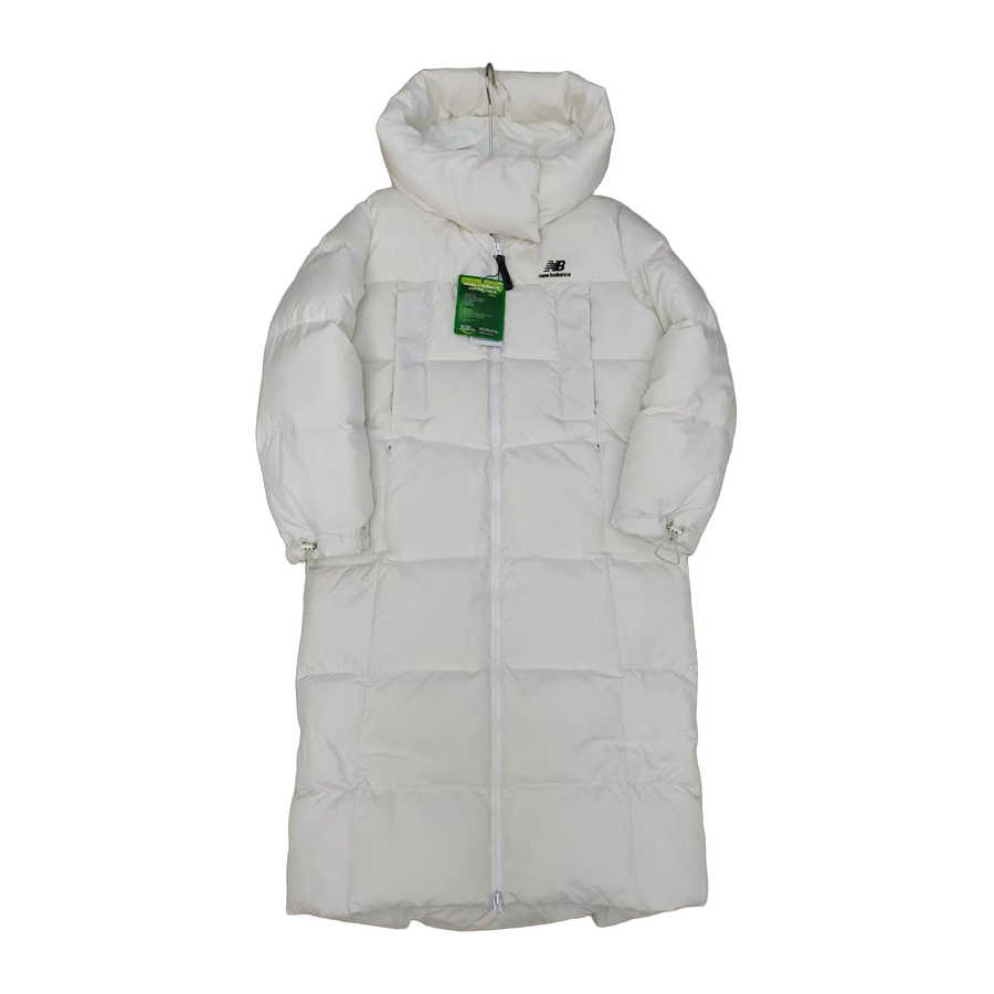 New Balance Unisex Long Down Coat — Off White — #348