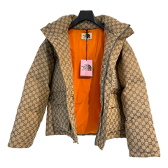 Gucci × The North Face GG-Pattern Hooded Puffer Jacket — Beige — #441