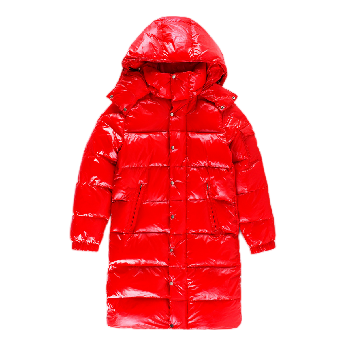 Moncler Glossy Hooded Long Puffer Jacket — #191