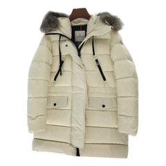 Moncler Aphroti Fur-Trim Hooded Long Puffer Jacket — #172