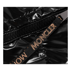 Moncler Glossy Copper-Lined Hooded Puffer Jacket — Black — #189